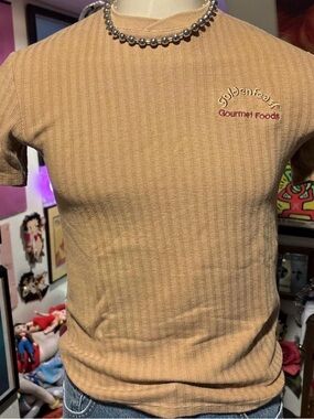 Gourmet Foods Men’s Tan Ribbed Short-Sleeve Tee